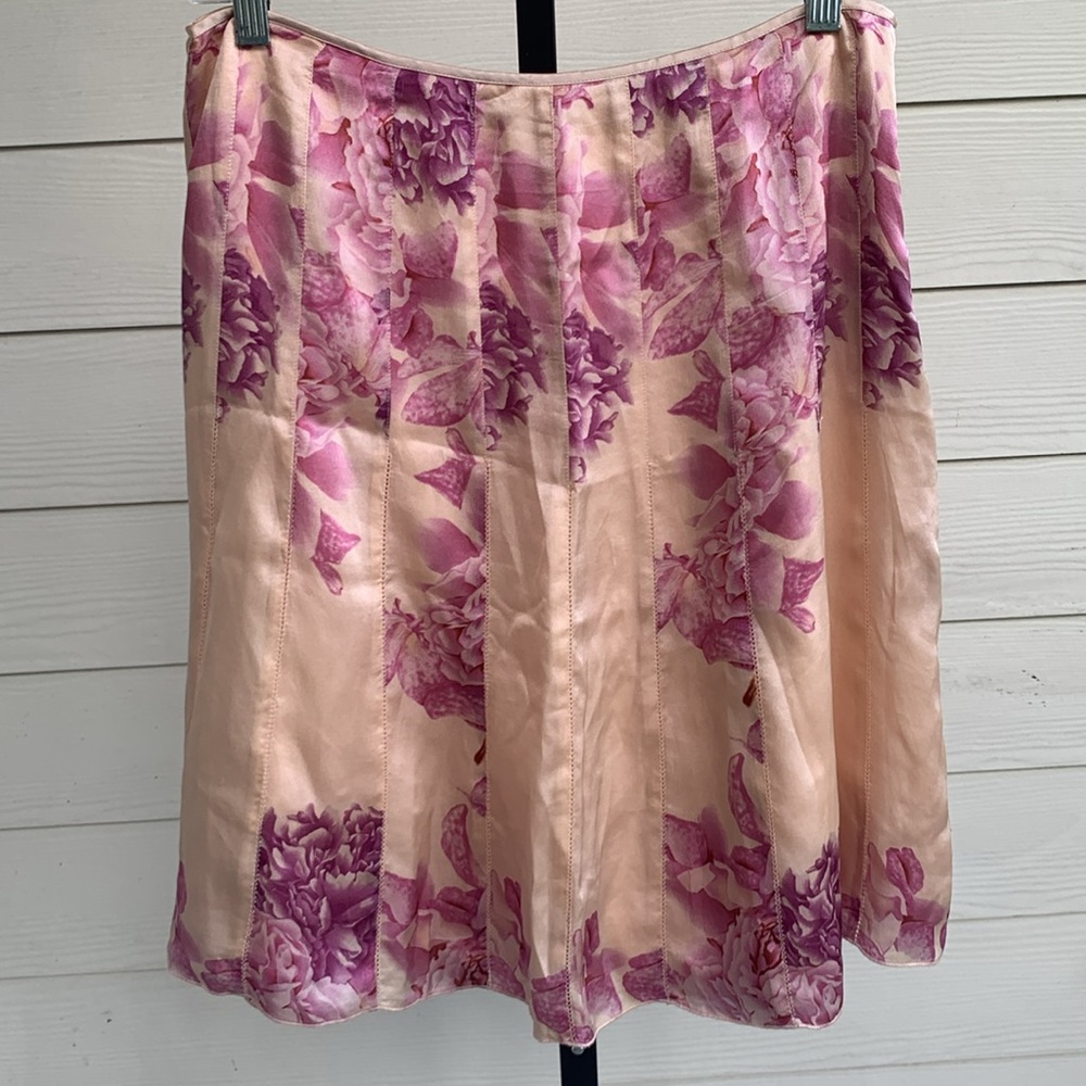 Y2K Ann Taylor vintage silk floral midi feminine fairy skirt 8P - Picture 1 of 7